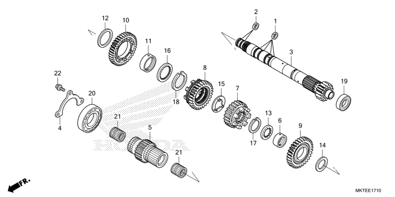 Explosietekening E-17-10 Transmissie (Hoofdas) – 22814-PFL-003