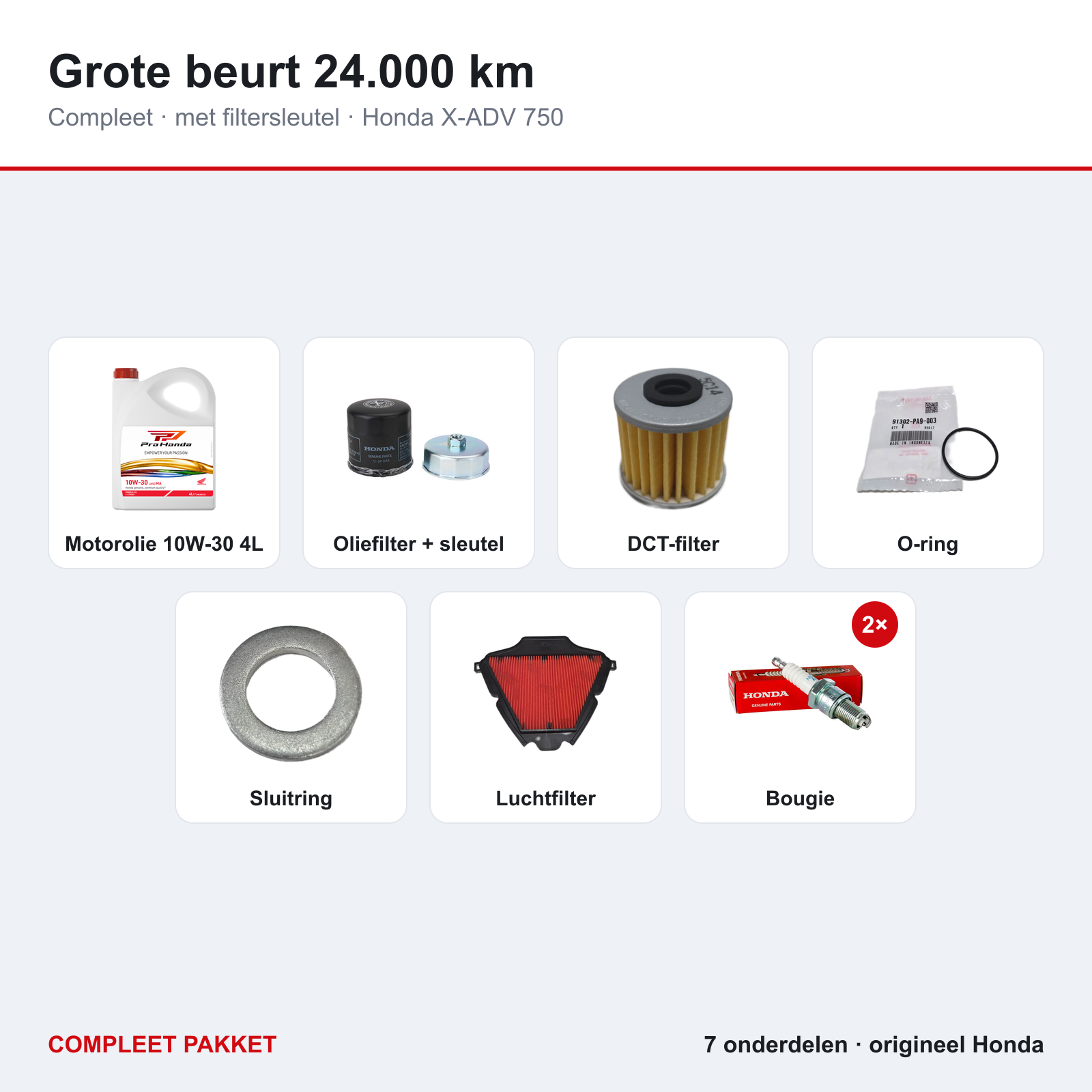 Grote beurt 24.000 km met filtersleutel Honda X-ADV 750 – inhoud van het pakket