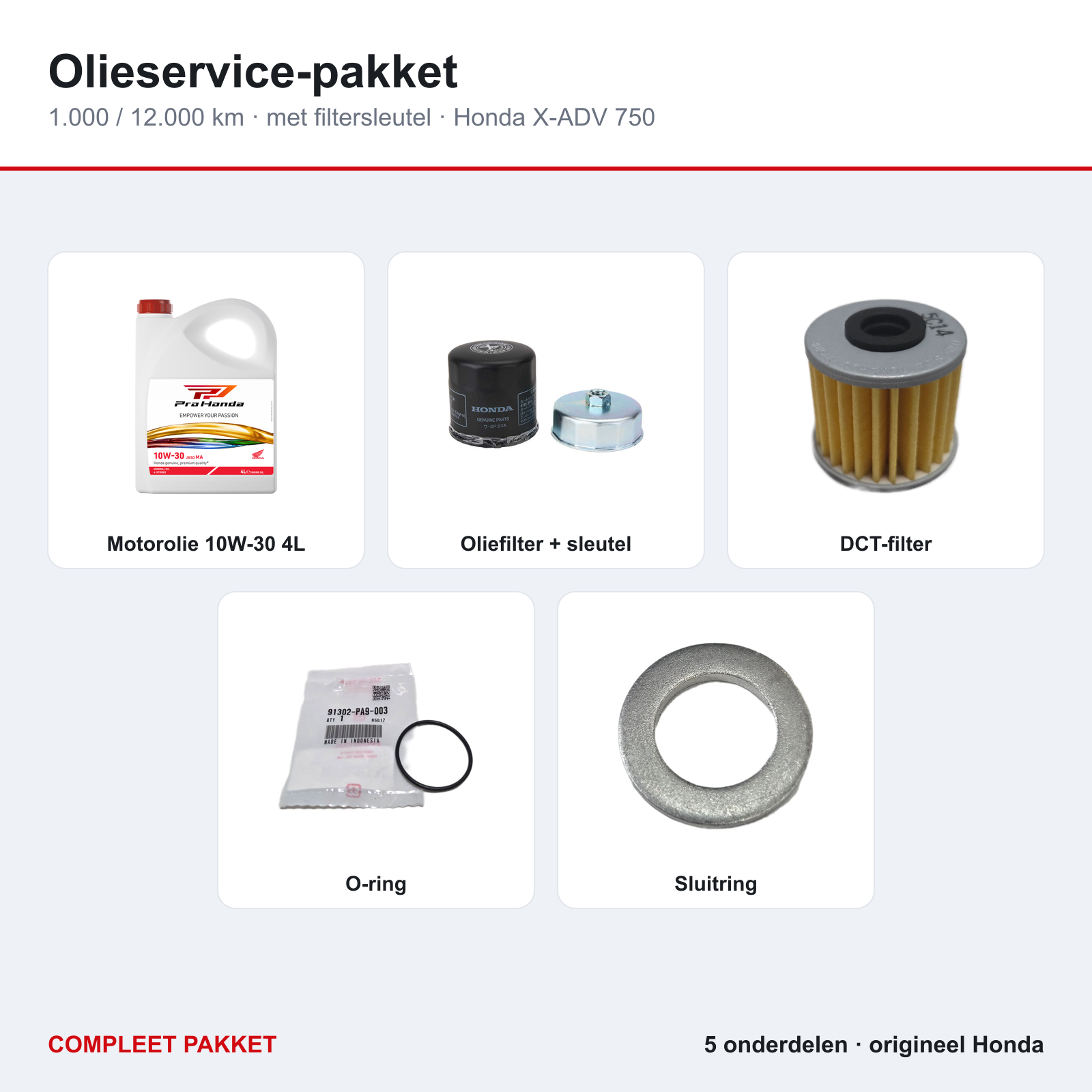 Olieservice-pakket met filtersleutel Honda X-ADV 750 – inhoud van het pakket
